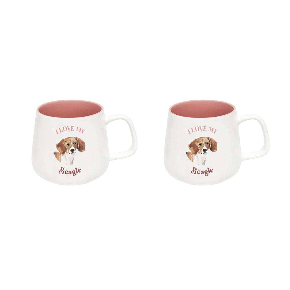 Splosh I Love My Beagle 12cm Dog Hot/Cold Beverage Matte Drinking Ceramic Mug (2 Pack)