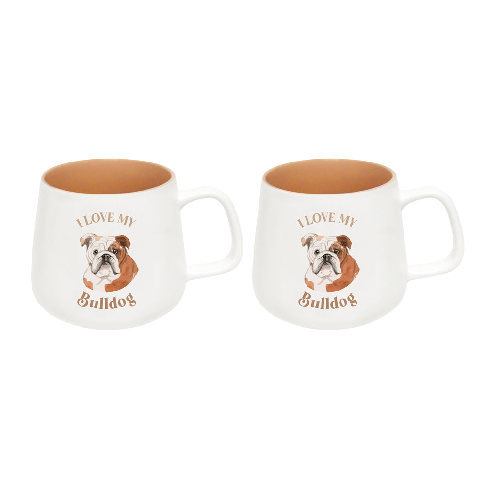 Splosh I Love My Bulldog 12cm Dog Hot/Cold Beverage Matte Drinks Ceramic Mug (2 Pack)