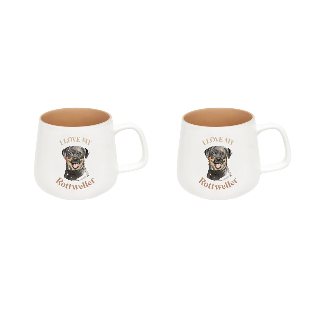 Splosh I Love My Rottweiler 12cm Dog Hot Beverage Matte Drink Ceramic Mug (2 Pack)