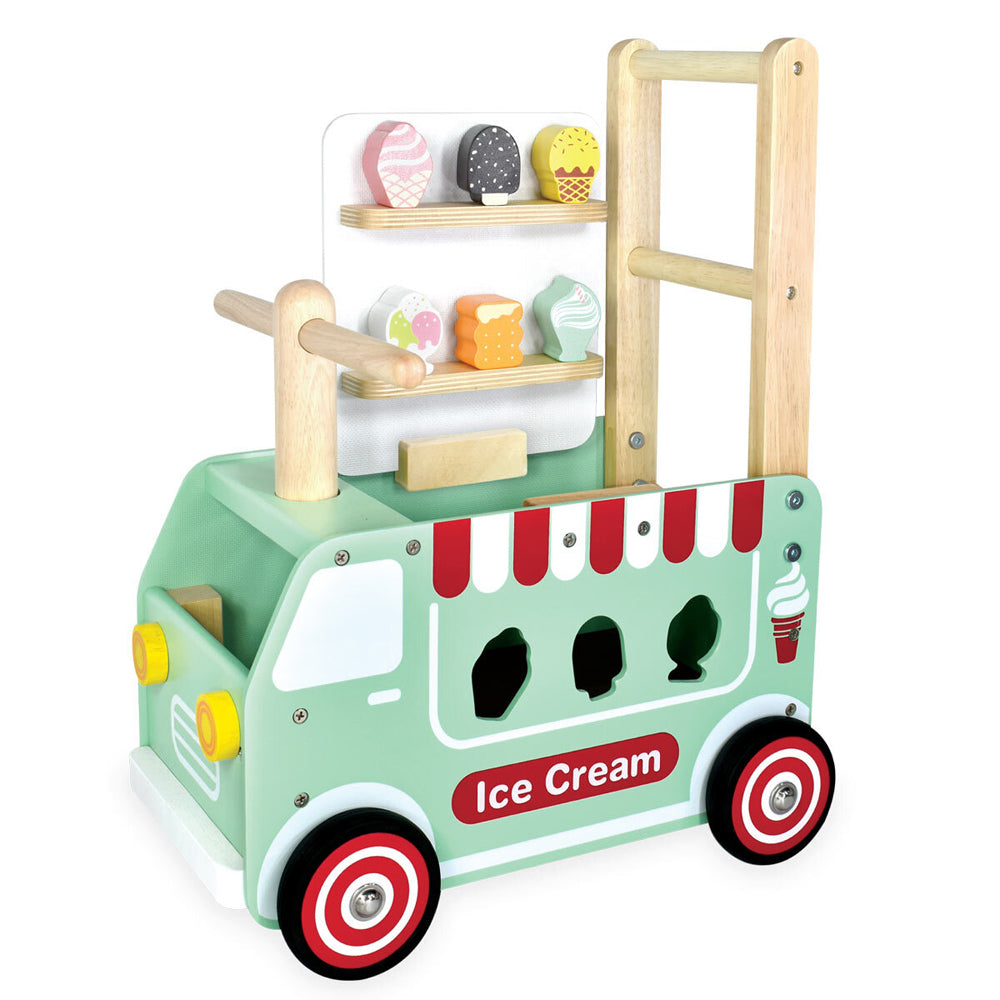 IM Toy 52cm Wood Walk & Ride Ice Cream Truck Sorter Kids Ride-On Fun Toy 12m+