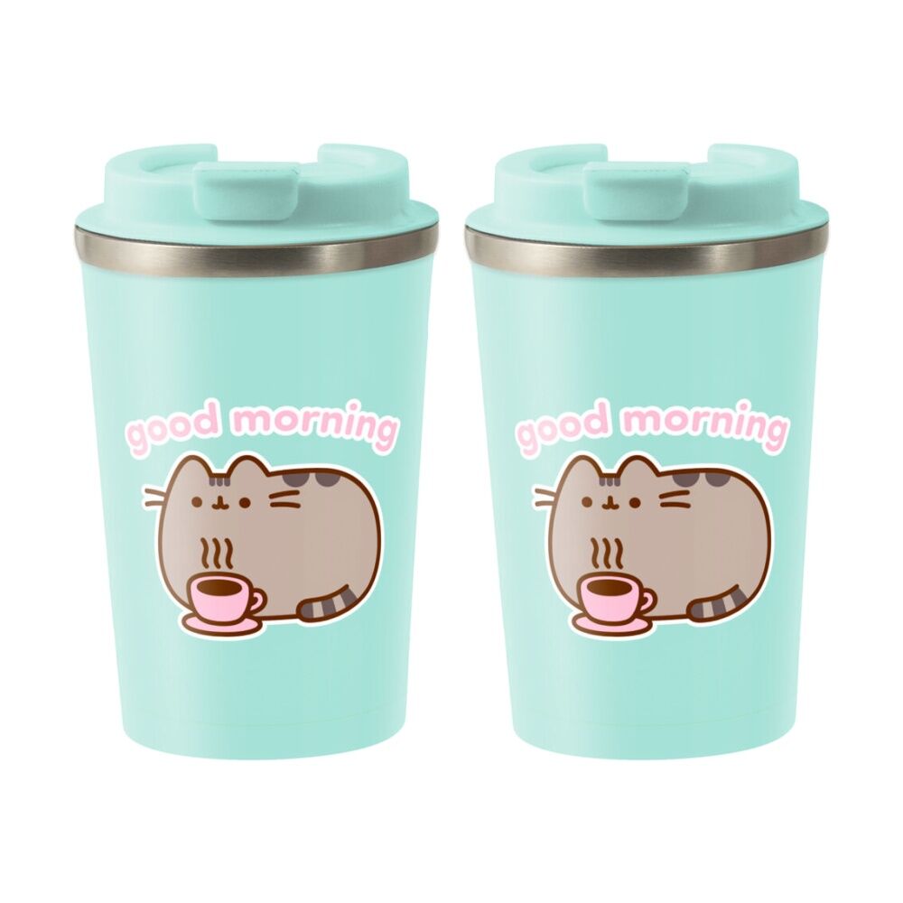 Pusheen Sweet Insulated Metal Travel Drinking Mug 350mL Light Blue (2 Pack)