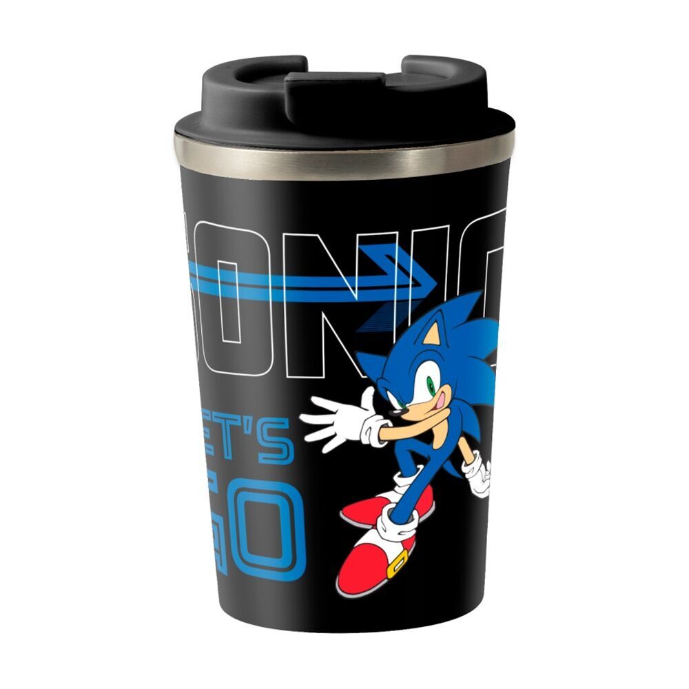 Sonic the Hedgehog Lets Go Insulated Metal Travel Drinking Mug 350mL Black/Blue (2 Pack) — image 3
