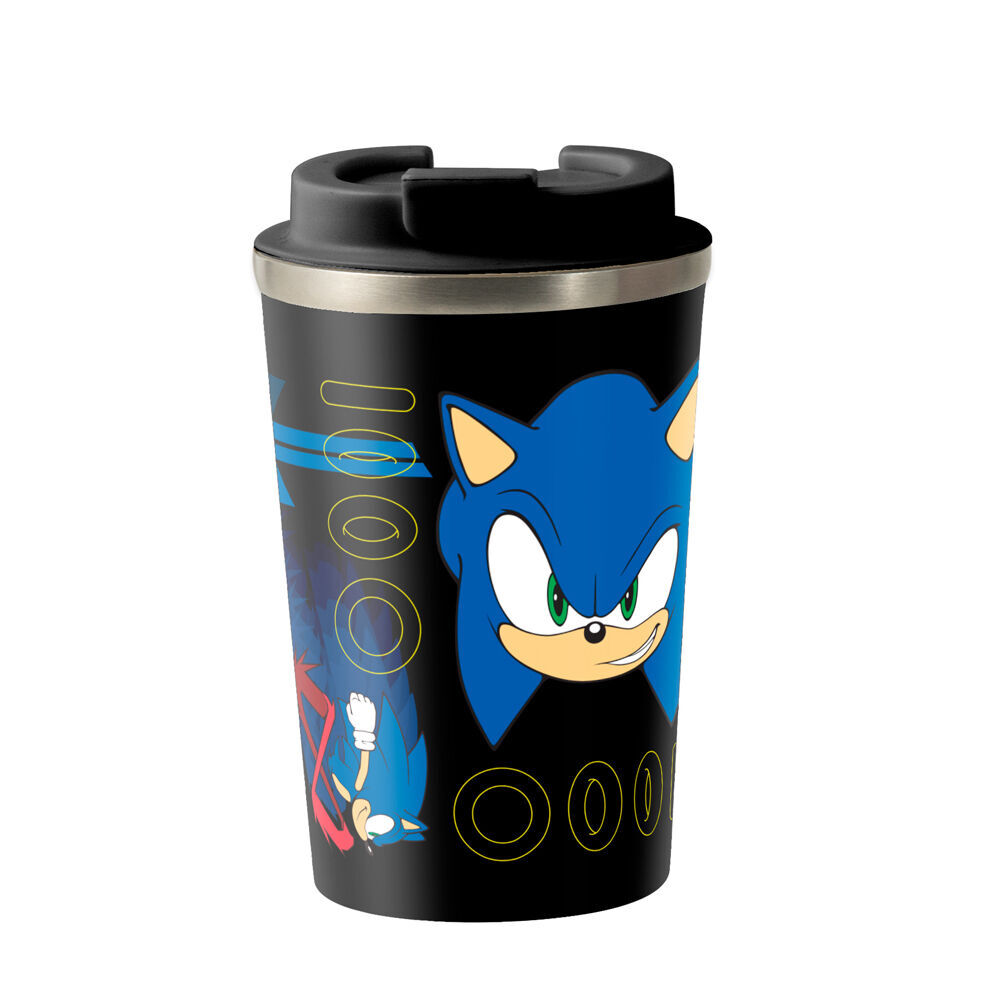 Sonic the Hedgehog Lets Go Insulated Metal Travel Drinking Mug 350mL Black/Blue (2 Pack) — image 2