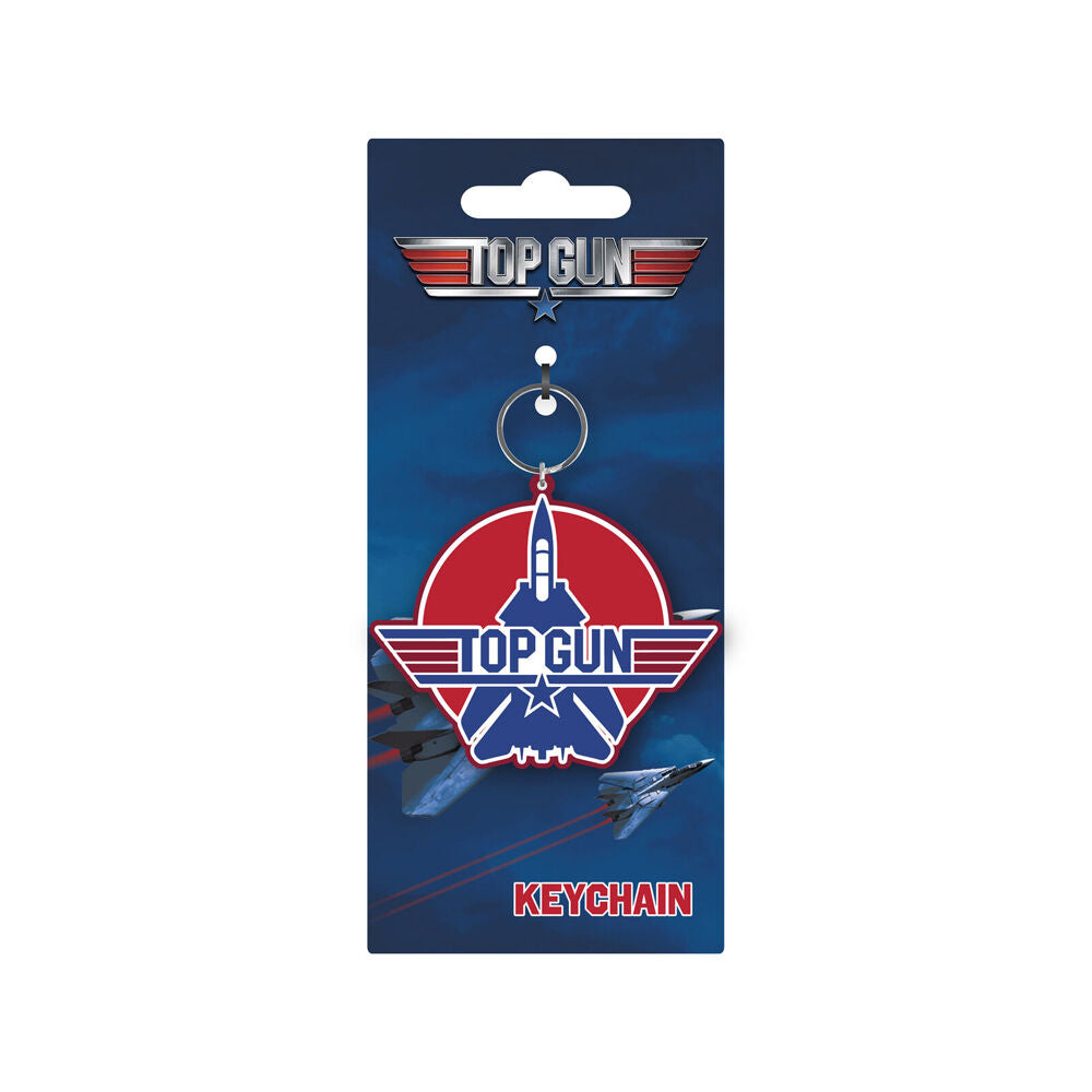 Top Gun 9cm Red and Blue Movie Logo PVC Latex Free Keyring/Keychain