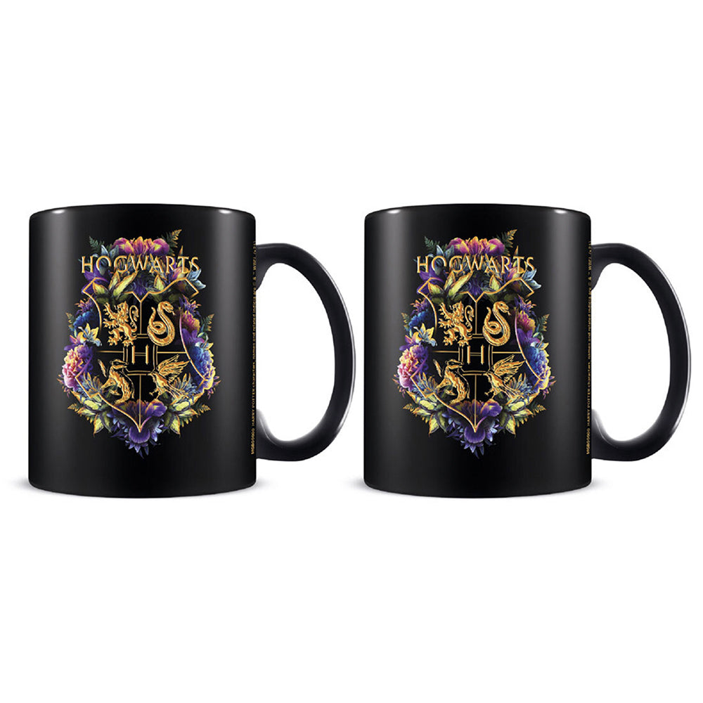 Wizarding World Harry Potter Floral Crest Movie Themed Drinking Mug 300ml (2 Pack)