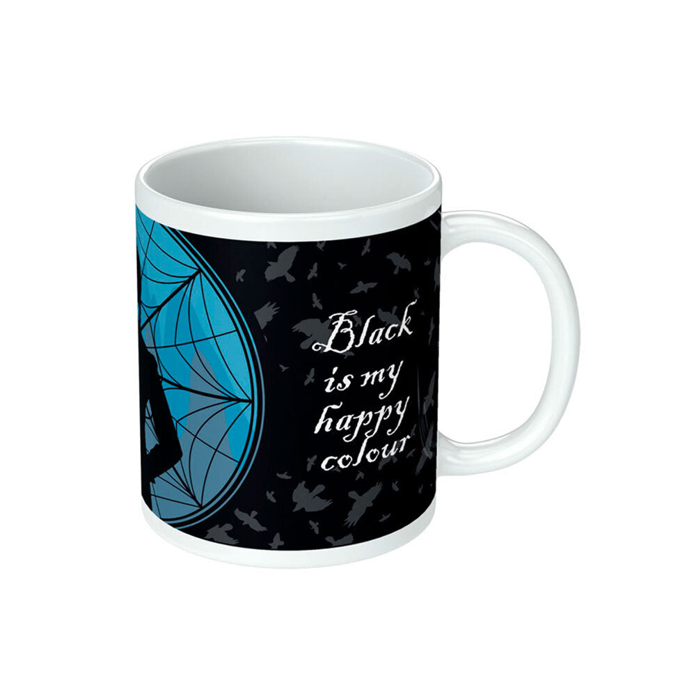 Wednesday Black is my Happy Colour White Ceramic Printed Tea/Coffee Mug (2 Pack)
