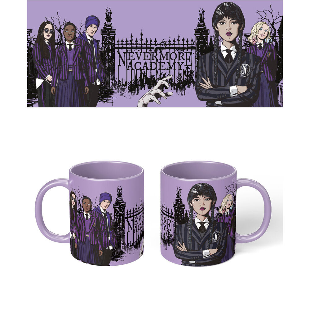 Wednesday Purple Nevermore Academy Characters Coloured Coffee Mug — image 2