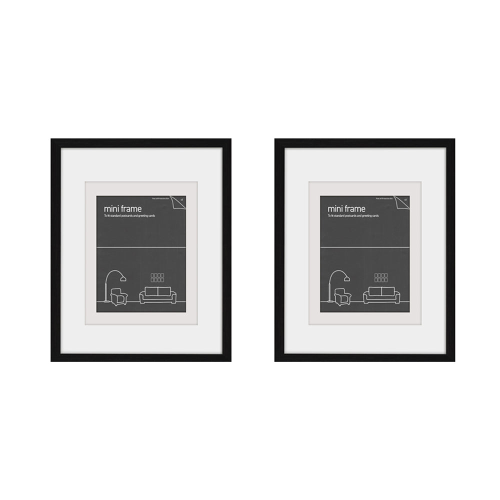 Frames & Hangers Mini Wall Hanging Sleek 21x26cm Post Card Frame Black (2 Pack)