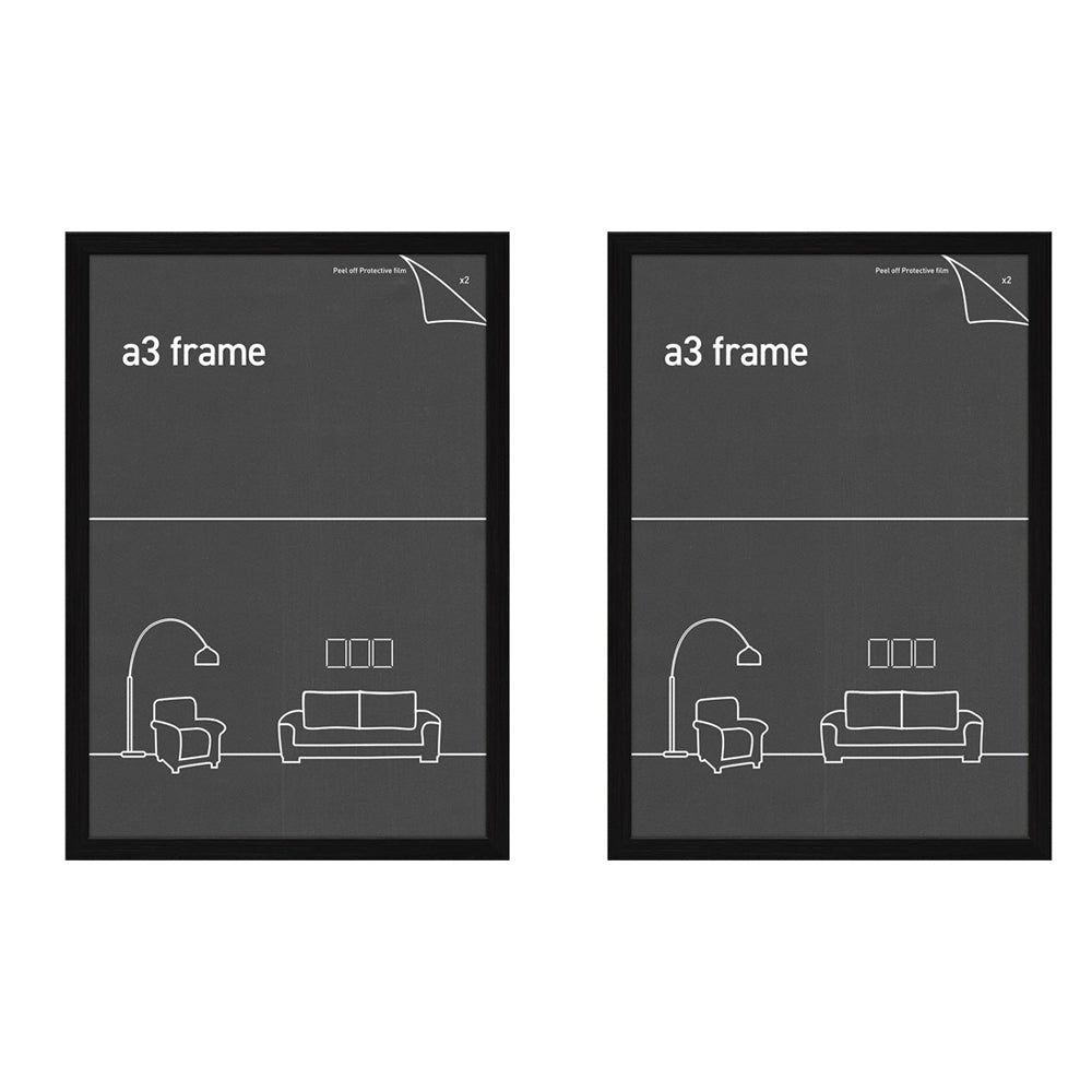 Frames & Hangers Wall Hanging Sleek A3 Picture Print Art Frame Black 28x40Cm (2 Pack)