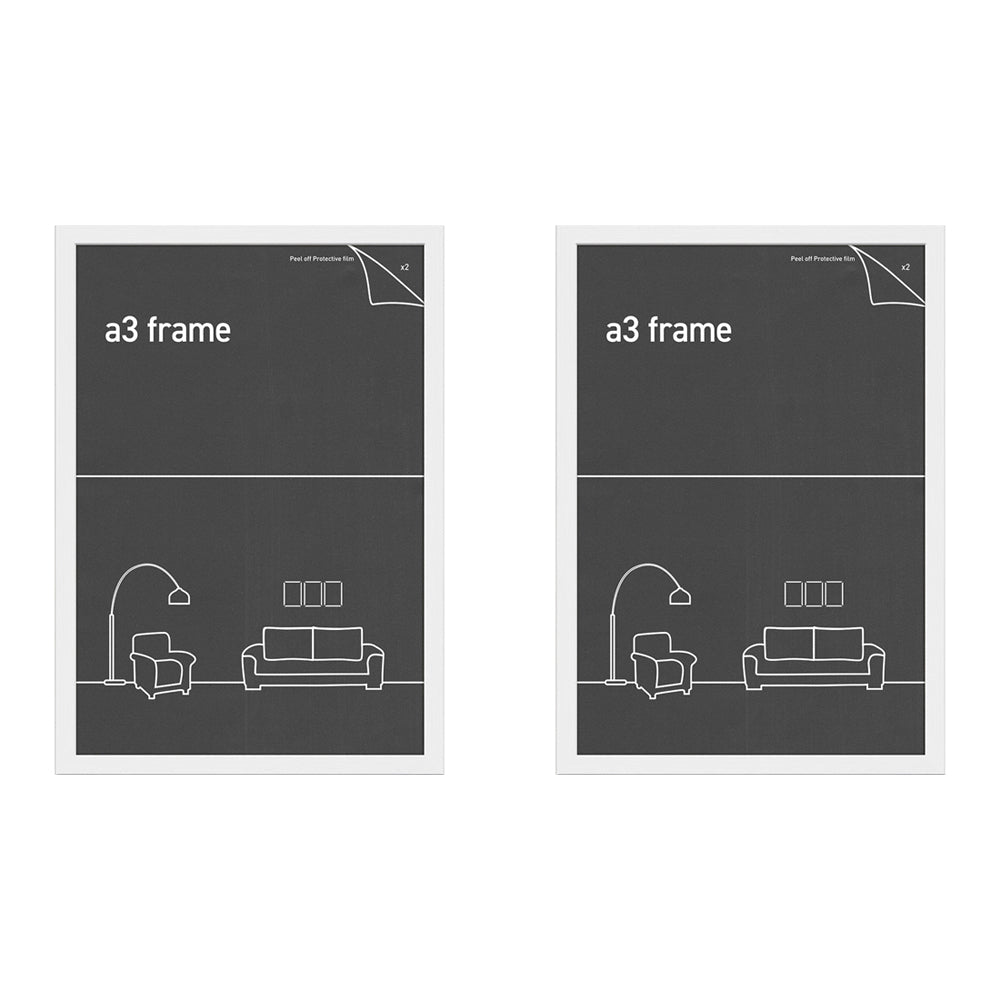 Frames & Hangers Wall Hanging Sleek A3 Picture Print Art Frame White 28x40Cm (2 Pack)