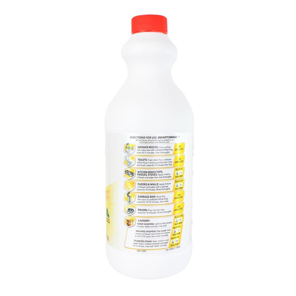 White King Premium Liquid All Purpose Whitening Bleach Cleaner 1.25L Lemon (12 Pack) — image 3