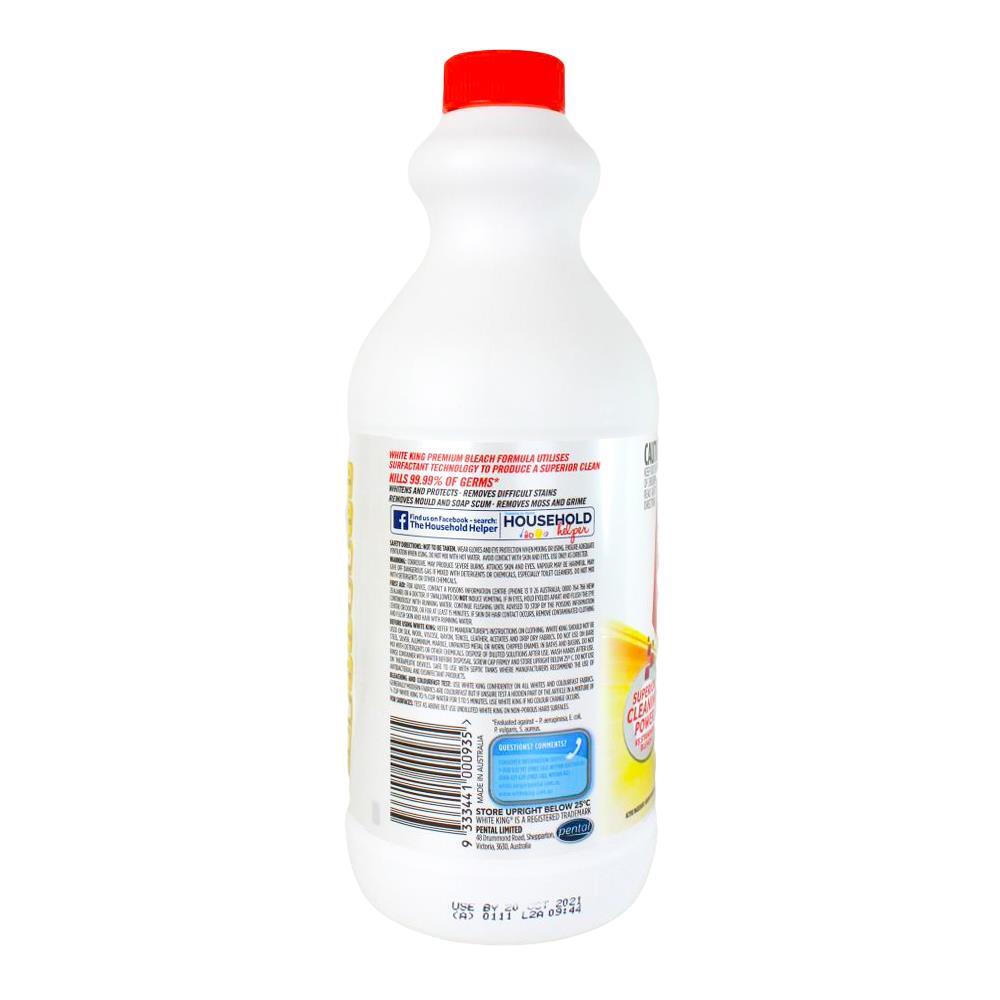 White King Premium Liquid All Purpose Whitening Bleach Cleaner 1.25L Lemon (12 Pack) — image 4