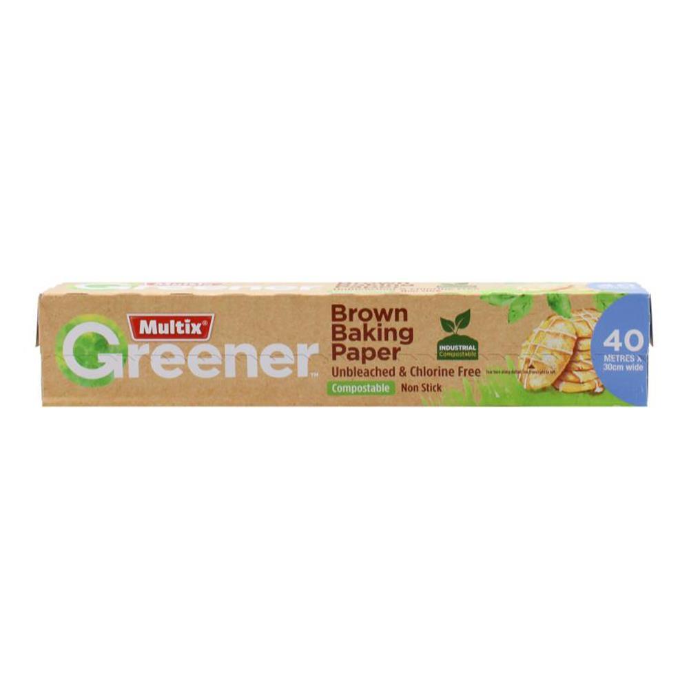 Multix Wide Brown Baking Paper Compostable Non-Stick Sheet Roll 40mx30cm