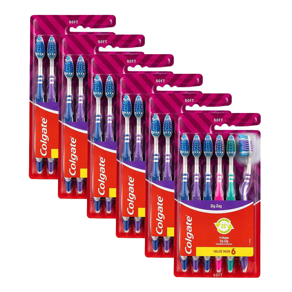 Colgate 6pc Colgate Zig-Zag V-Shape Soft Toothbrush Dental Oral Teeth Care (6 Pack)