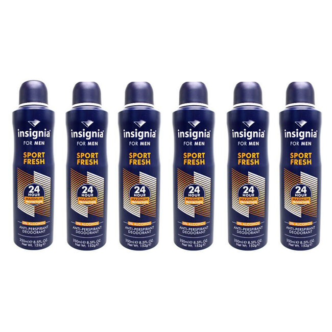 Insignia Men's Deodorant Sport Fresh 250ml Antiperspirant 24hr Protection (6 Pack)