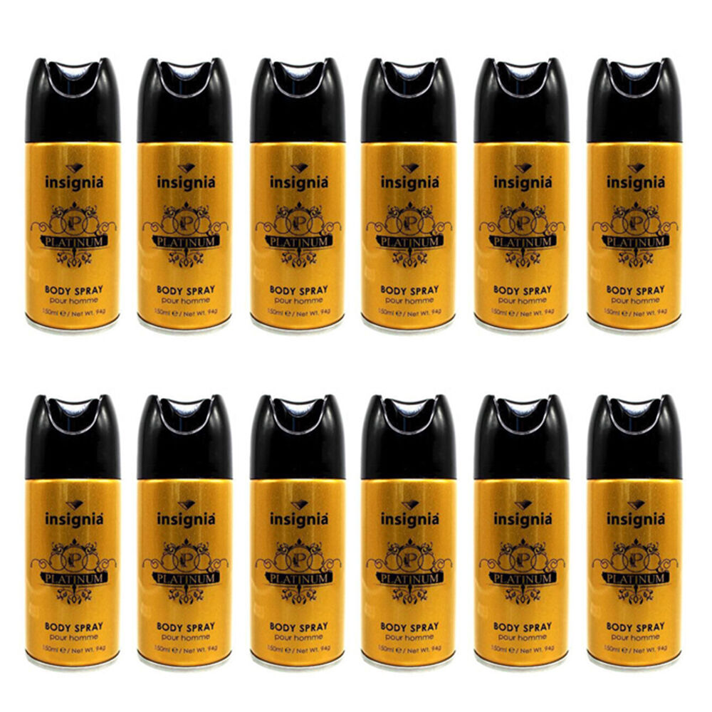 Insignia Men's Body Spray Platinum Pour Homme 150ml Mist Fragrance (12 Pack)