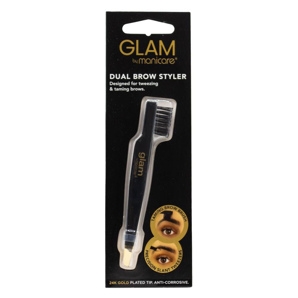Glam BY Manicare Eyebrow Tweezer 24K Gold Plated Tip Dual Brow Styler