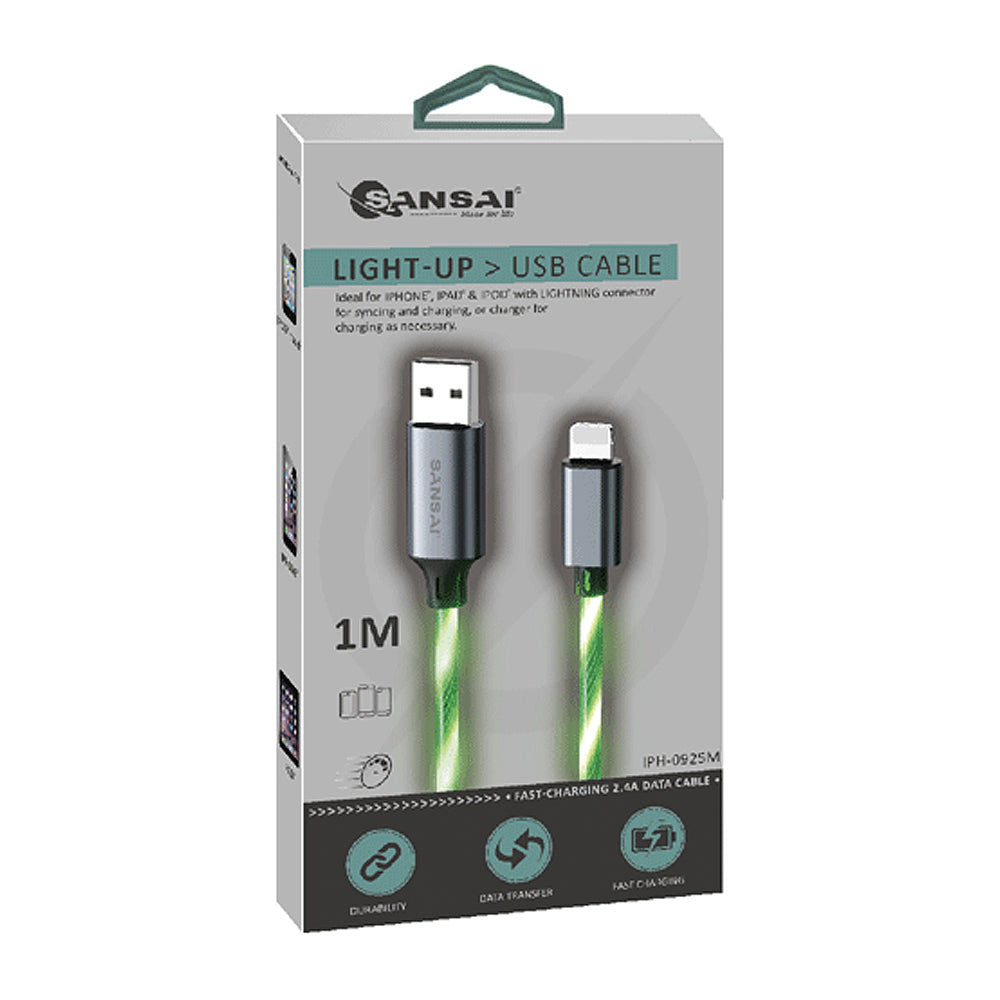 Sansai Light Up LED 8-Pin Phone/Tablet Charging Cable 1m Assorted Colours Set — image 3