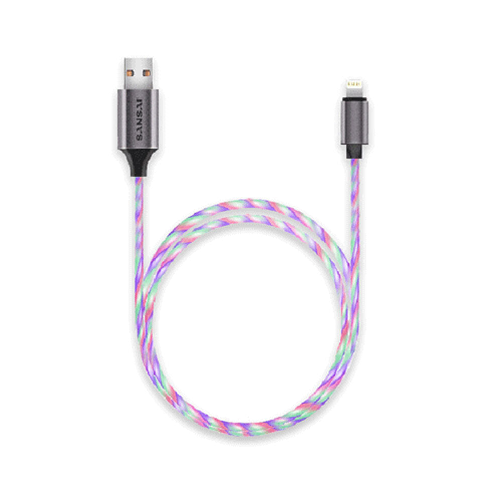 Sansai RBG Light Up 8-Pin Cable 2.4A w/ LED & Data Sync 1M Multi-Coloured — image 2