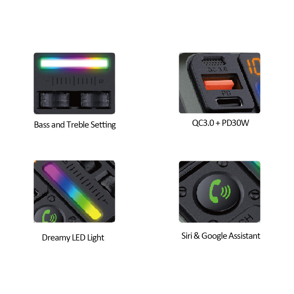 Sansai 5.3 Bluetooth FM Wireless Transmitter w/ Usb-a/c Charging 5x5 cm Black — image 3