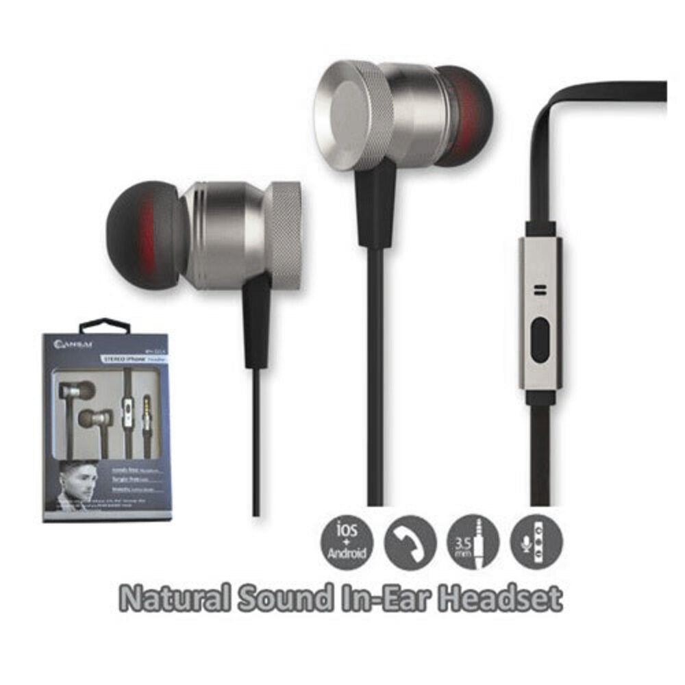 Sansai Metallic Stereo Earphones/Headphones w/Mic/AUX Input for Iphone Silver — image 2