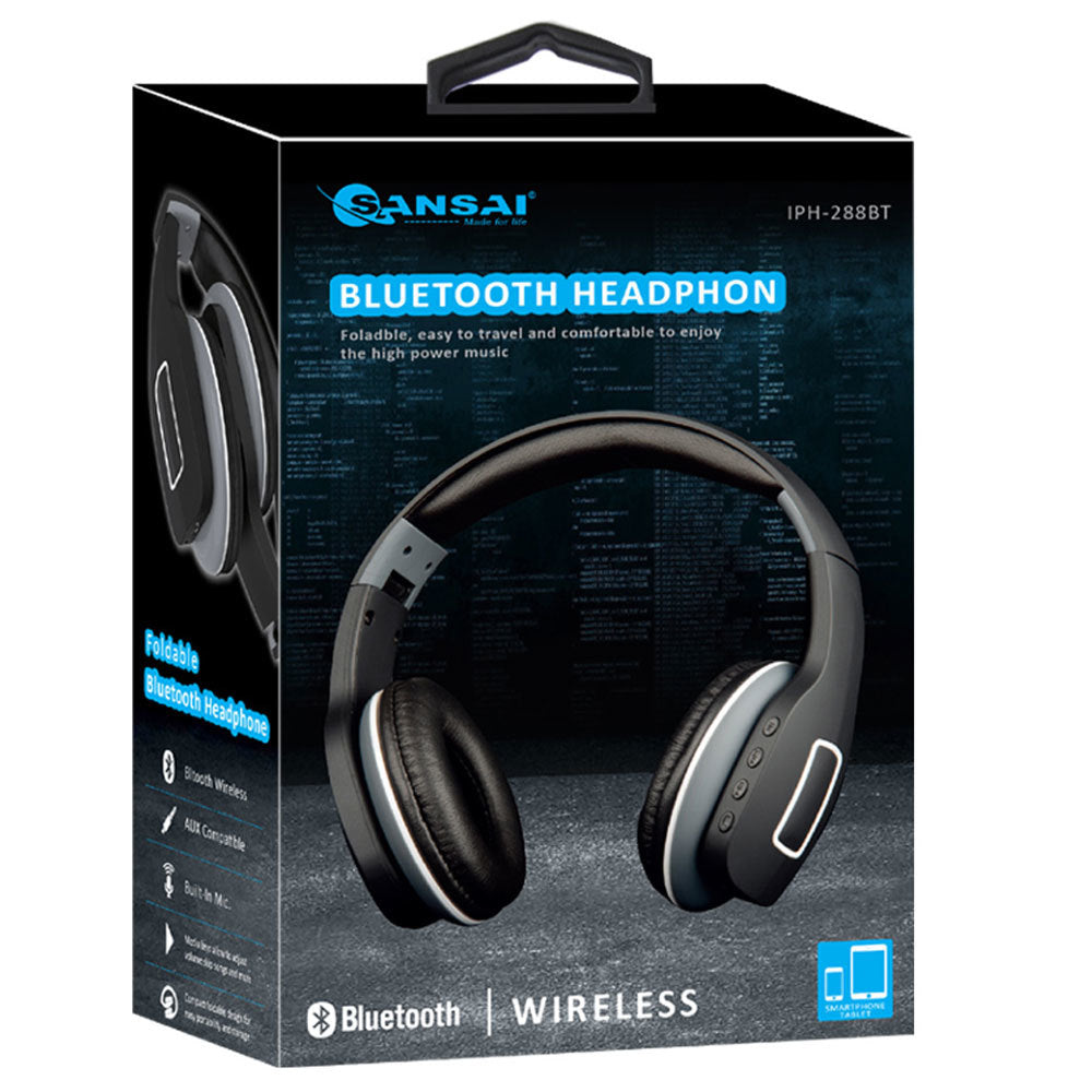 Sansai Bluetooth Stereo Headphones Foldable/Adjustable/Wireless w Controls Black — image 2