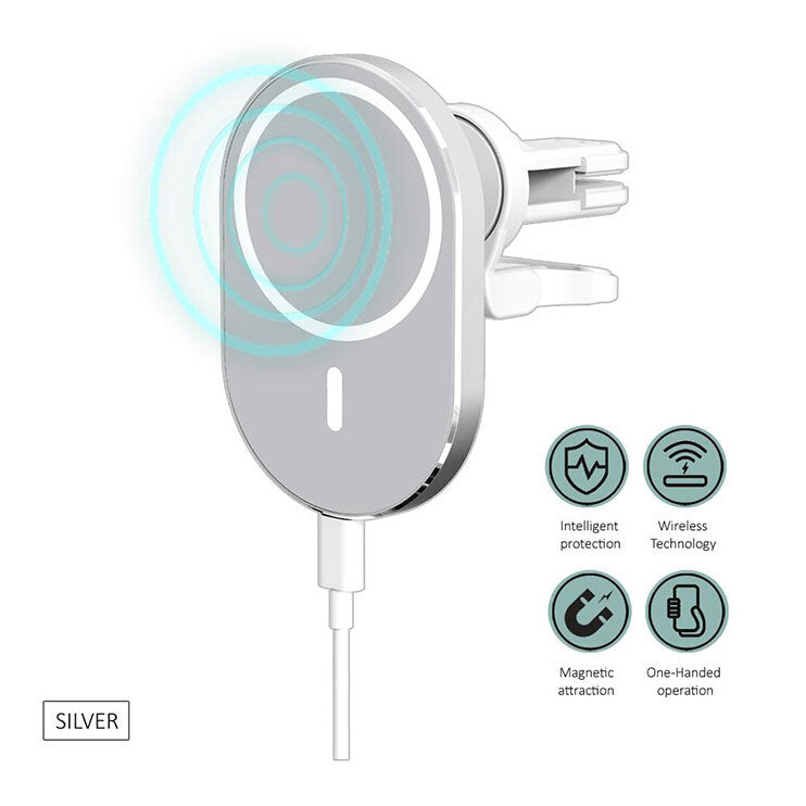 Sansai Magnetic Wireless SLV Car Phone Charger 15W For iPhone 12 w/ Vent Mount — image 2