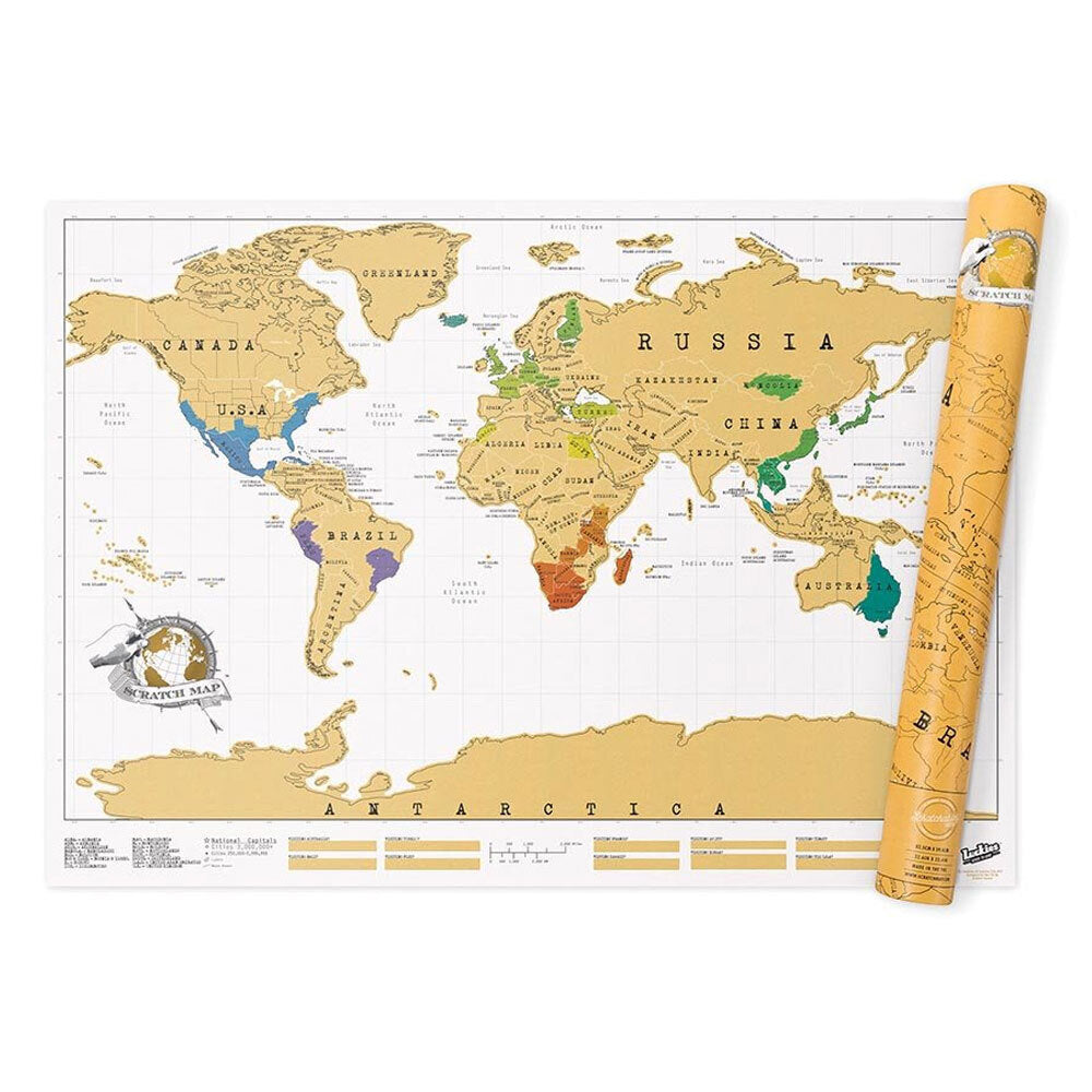 Luckies 82.5cm Scratch Off World Map Wall Hanging Travel Poster w/ Gold Foil — image 2