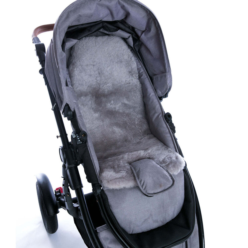 Huxford Grove Tykes Sheepskin Pram Liner Baby Stroller Seat Pad 70x30cm Mid Grey — image 2