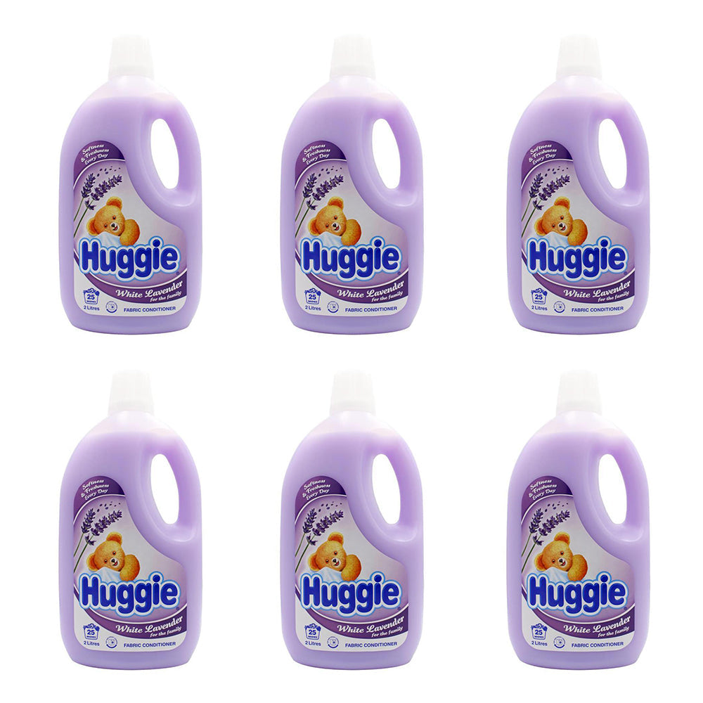 Huggie Fabric Conditioner White Lavender Gentle Care Formula Softness 2L (6 Pack)
