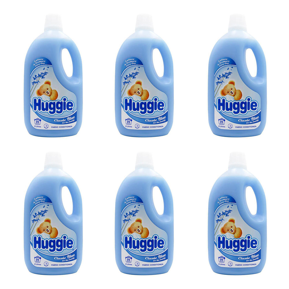 Huggie Fabric Conditioner Classic Blue Front & Top Loader Softens Clothes 2L (6 Pack)