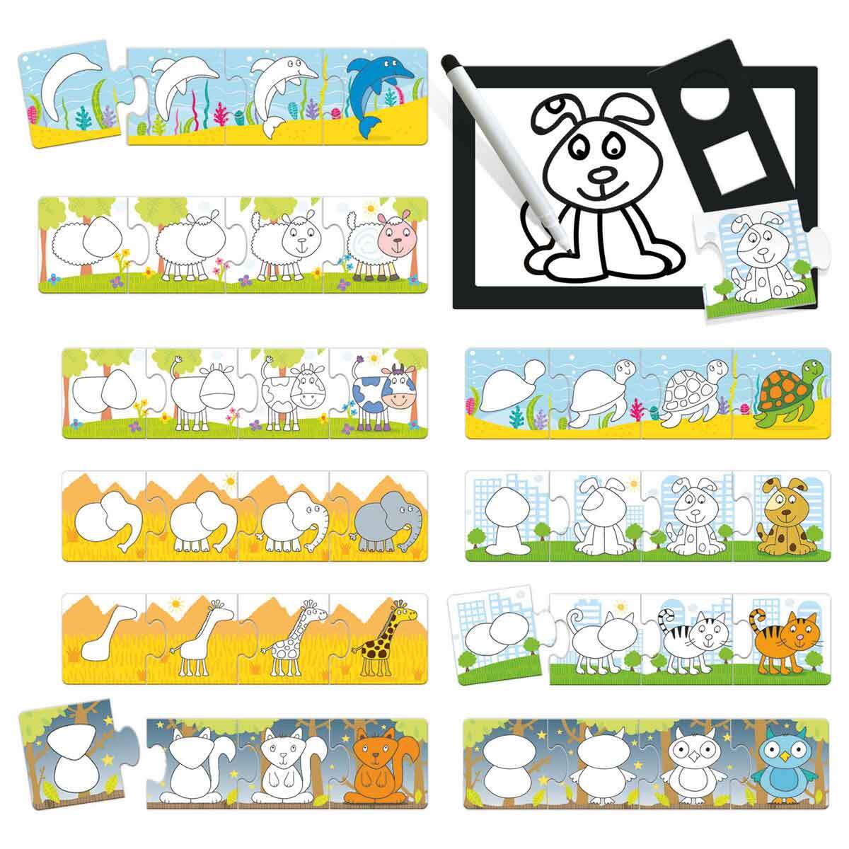 Headu Step By Step Drawing School Kids Fun Learning Activity Puzzle Kit 3-6y