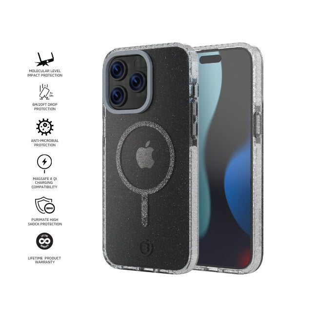 3sixt Impact Zero Galaxy Phone Case Cover For Apple iPhone 15 Pro Max Clear/Glitter — image 2