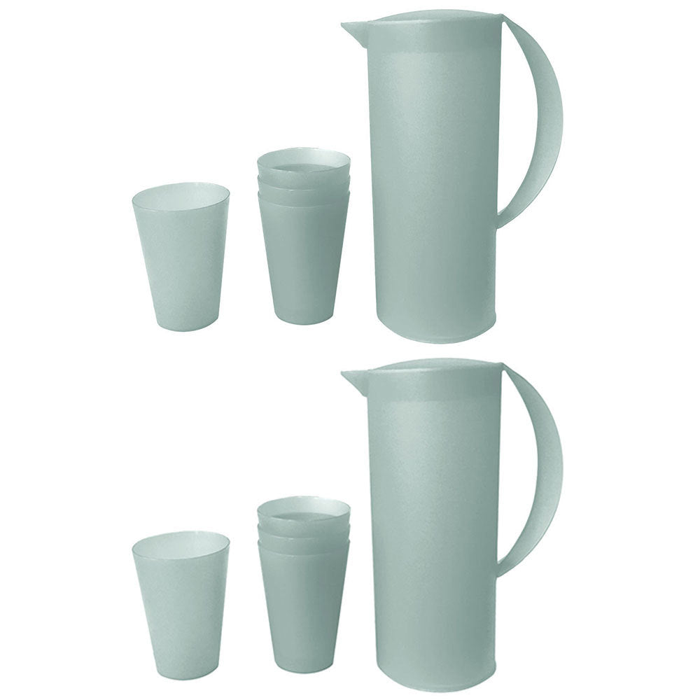 1.5L Frosted Plastic Pitcher Jug/280ml Water/Juice Drinking Cup/Mugs GRY (10 Pieces)
