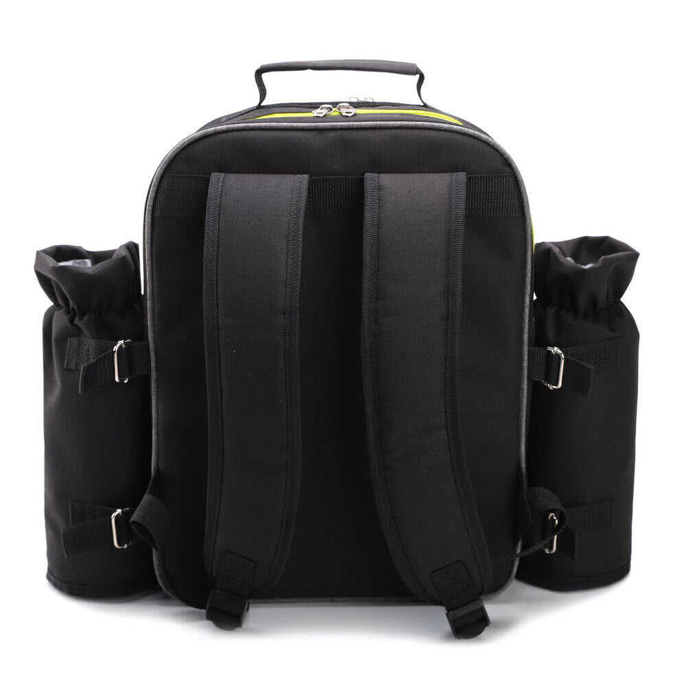 Unbranded 4 Person Picnic Bag Set/Backpack Wine Glasses Cutlery/Knives/Forks/Spoons Black — image 5