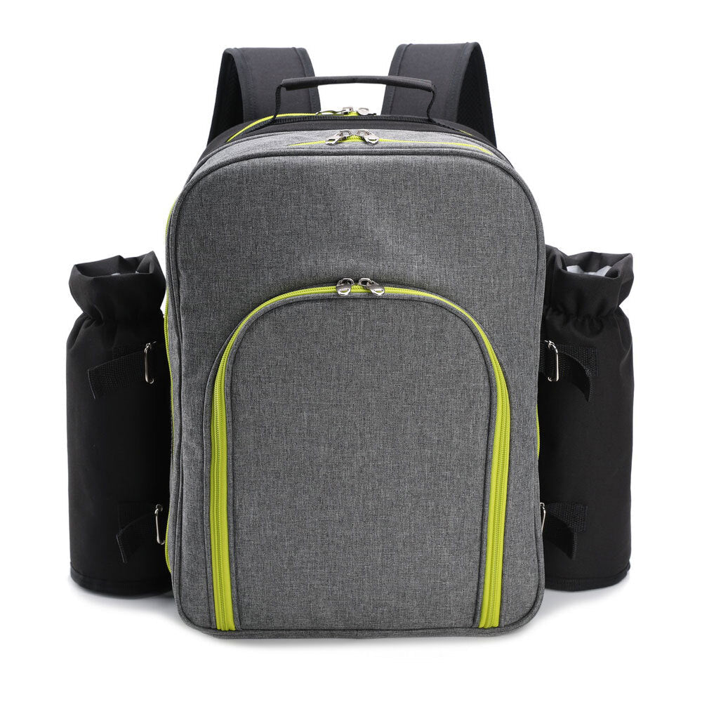 Unbranded 4 Person Picnic Bag Set/Backpack Wine Glasses Cutlery/Knives/Forks/Spoons Black — image 3