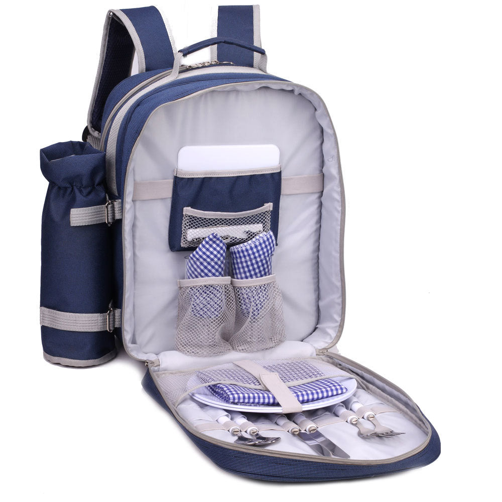 Lasting Impressions Safari 2 Person Picnic Bag Set/Backpack Wine Glasses Cutlery/Knives/Forks/Spoons