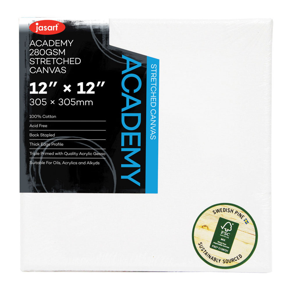 Jasart Academy 18x24" Thin Edge Cotton Stretched Blank Painting Canvas 280GSM WH