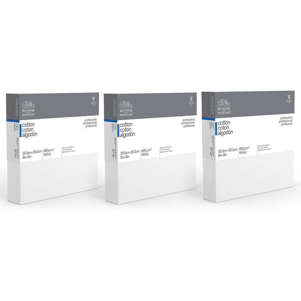 Winsor & Newton Professional 1.5" Thick Edge 8x8" Cotton Canvas - White (3 Pack)