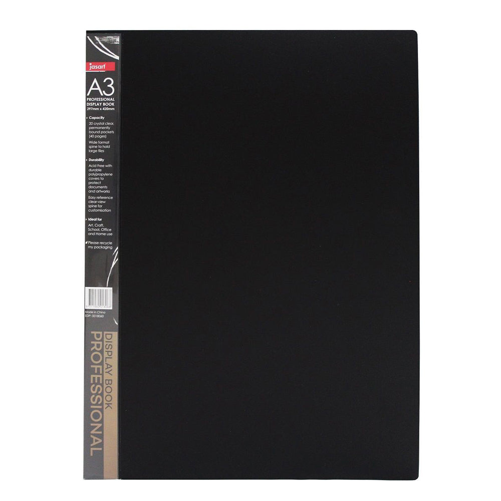 Jasart A3 Professional Display Book Xtra Wide Spine Art Protector 20 Pockets