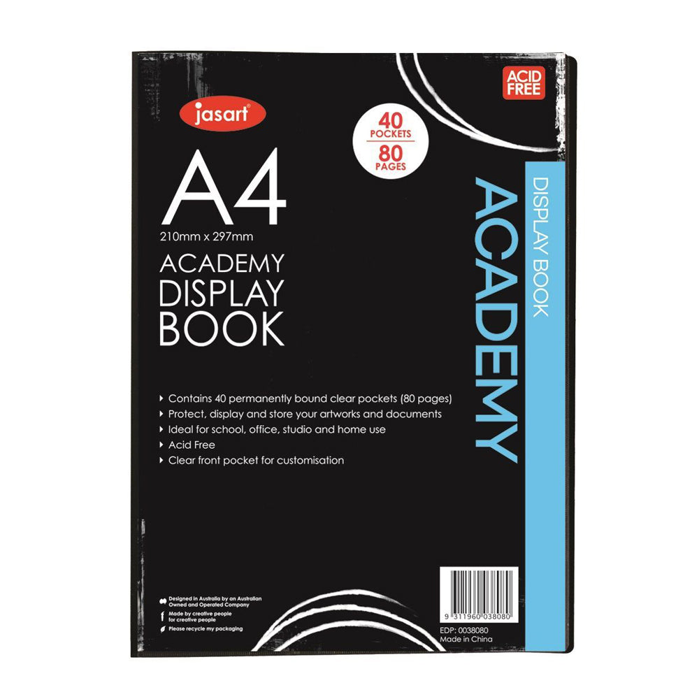 Jasart A3 Academy Display Book School Artwork Protector/Organiser 20 Pockets