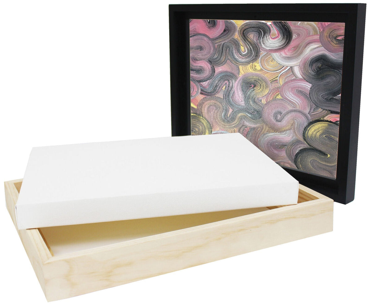 Jasart Thin Edge Artwork 16x16" Wood Floater Canvas Painting Frame Sqr Natural — image 3