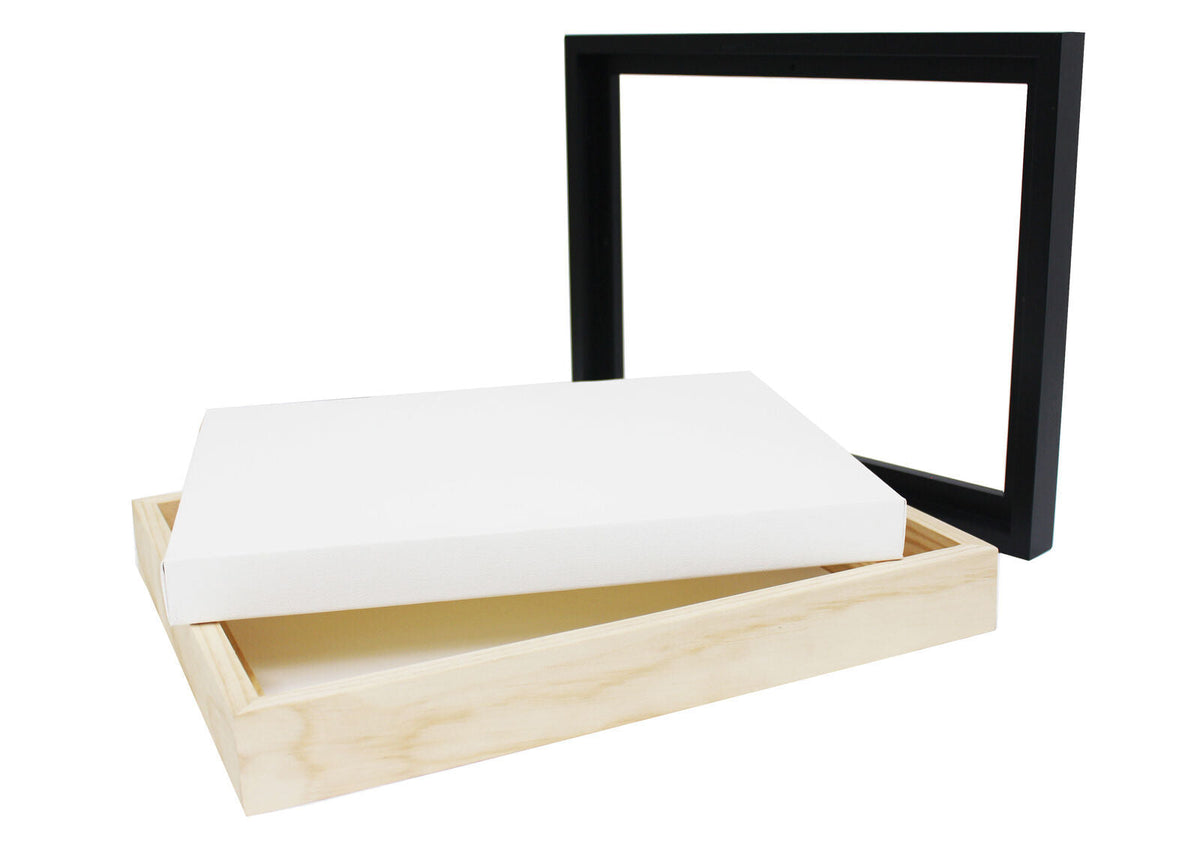 Jasart Thin Edge Artwork 16x20" Wood Floater Canvas Painting Frame Rect — White