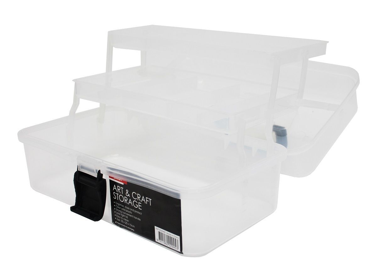 Jasart Art/Craft Plastic Storage Organiser Box w/ Handle/Locking Lid 33x20cm CLR