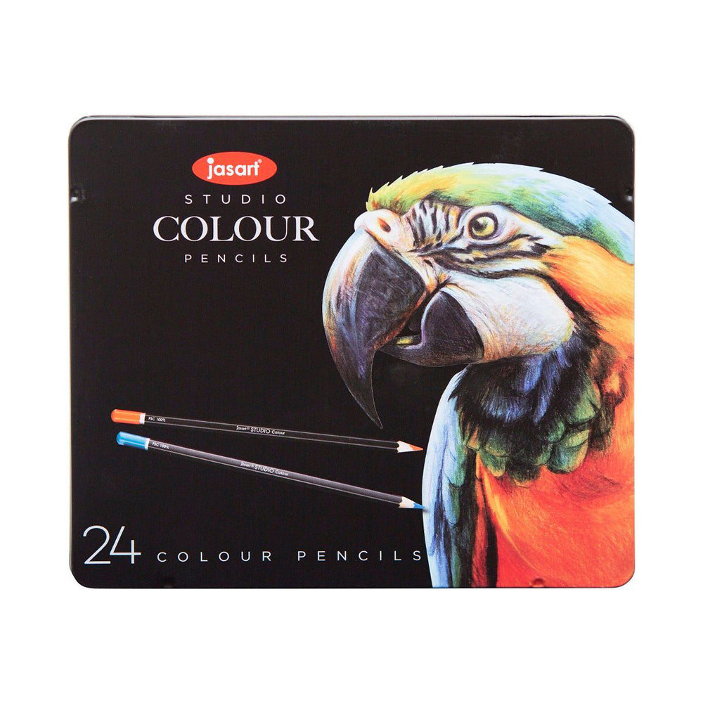 Jasart Studio Art Tin Colour Pencil Set Sketching/Drawing Non-Toxic FSC (24 Pieces)