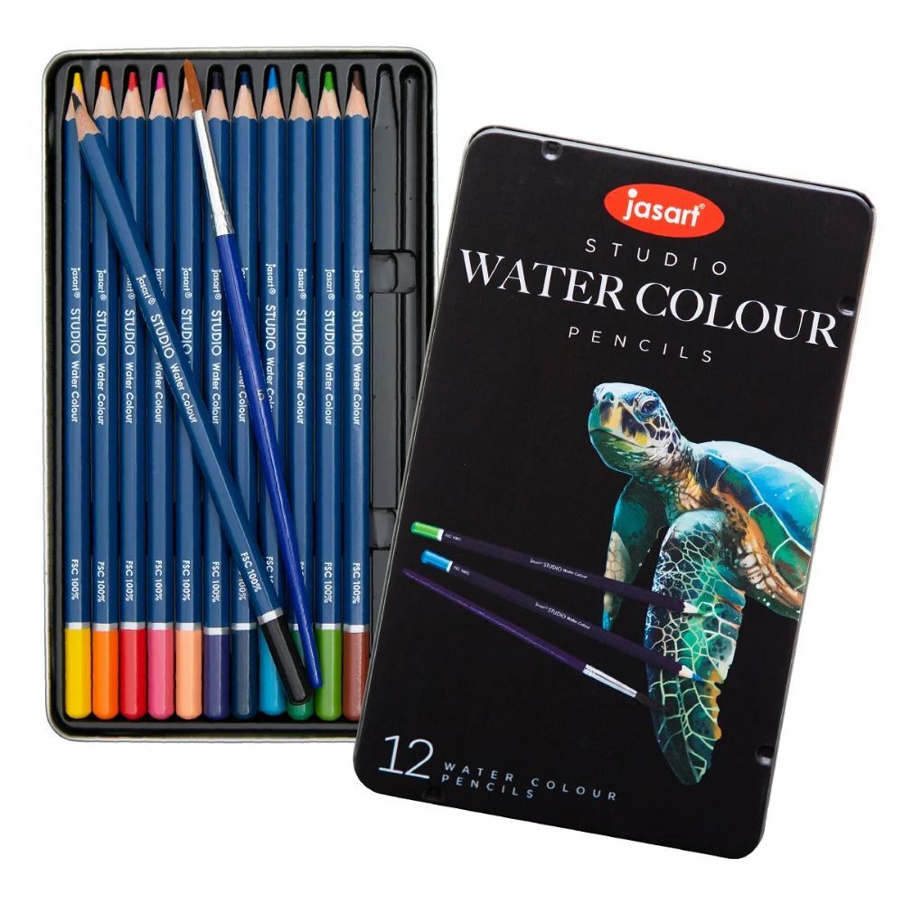 Jasart Studio Art Drawing/Blending Watercolour Pencil Tin Set Non-Toxic (12 Pieces) — image 2