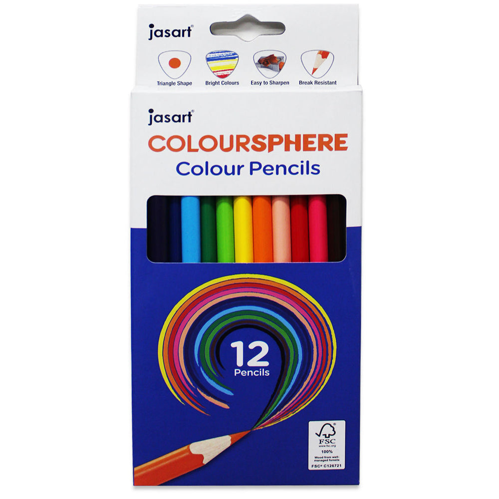 Jasart Coloursphere Colouring Pencil Set Art Drawing/Sketching Triangular (12 Pieces)