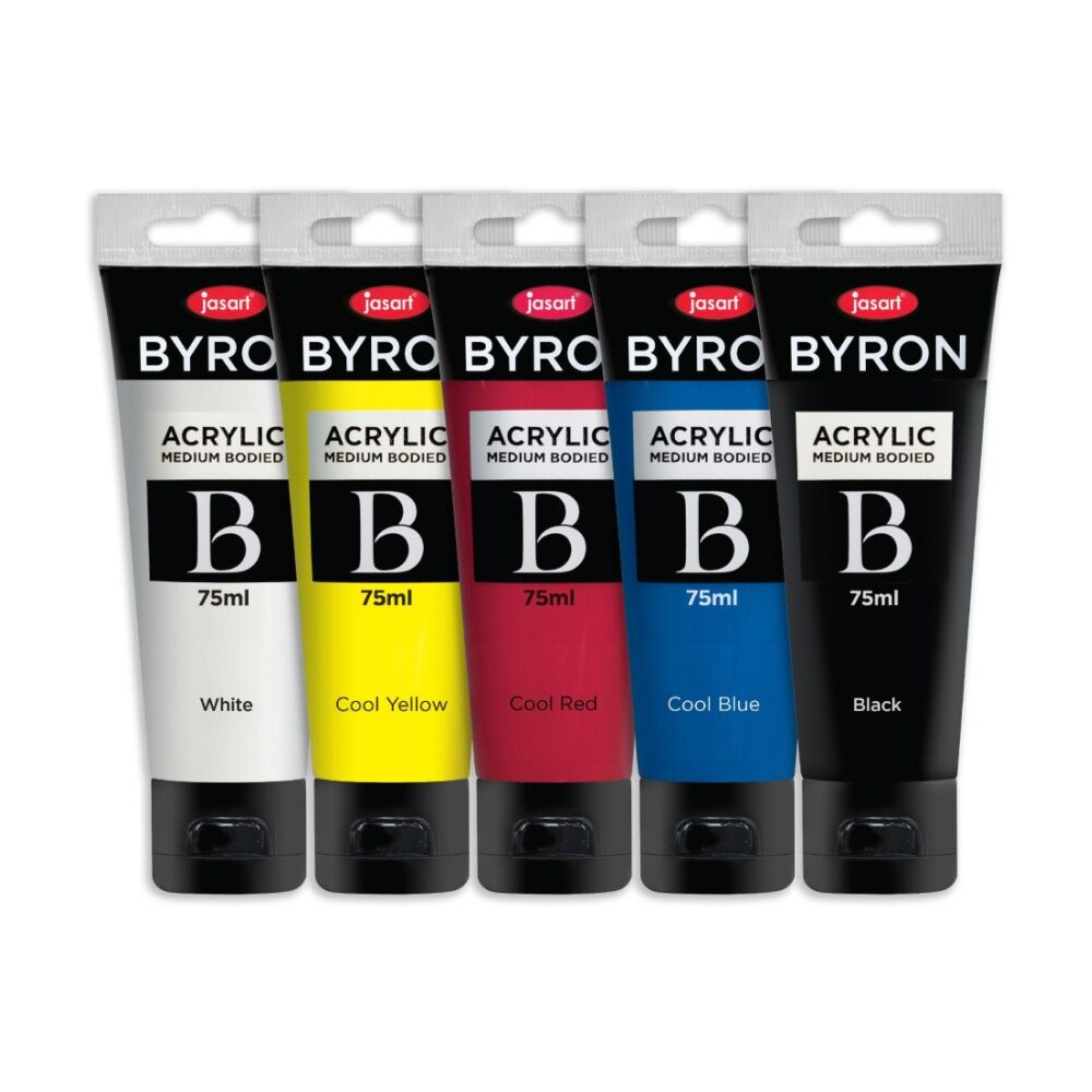 Jasart Byron 75ml Primary Acrylic Medium Bodied Paint Tubes Set Art/Craft (5 Pieces) — image 2