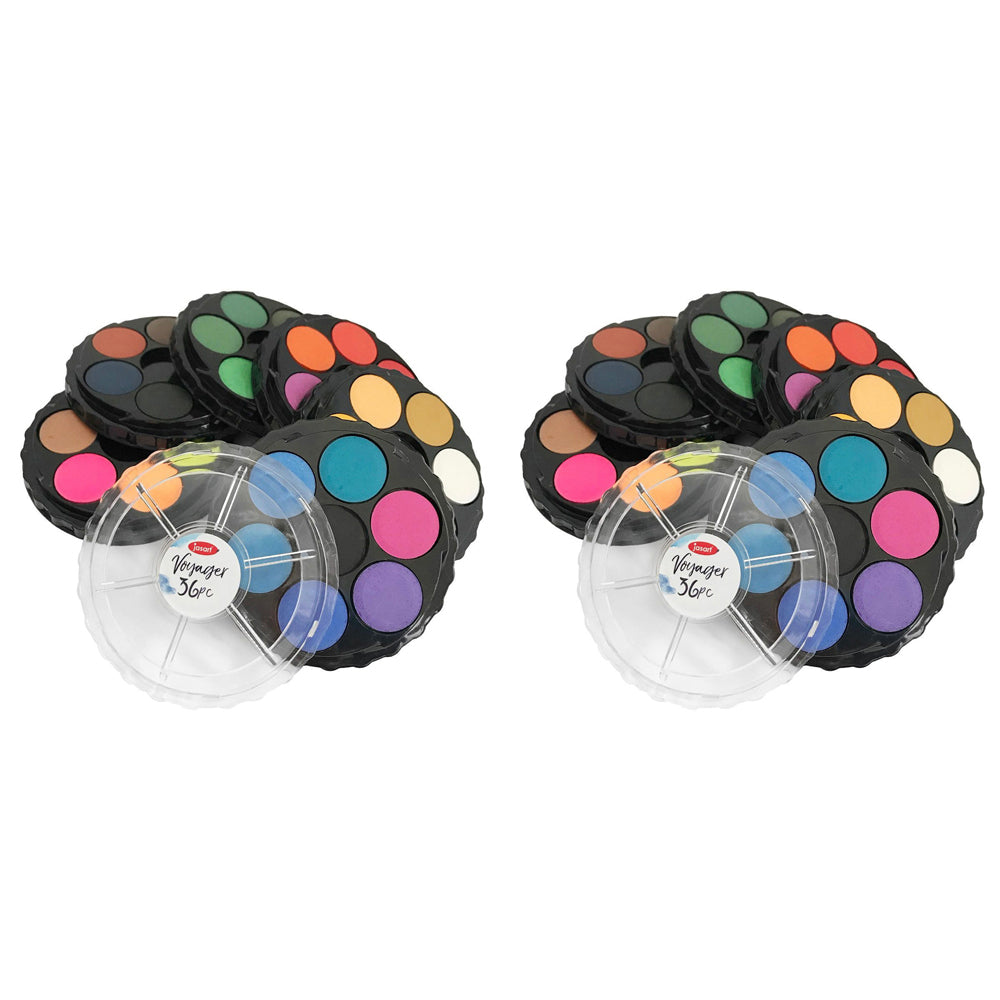 Jasart 36pc Jasart Voyager Art/Craft Watercolour Discs Set Artwork Colour Blending (2 Pack)