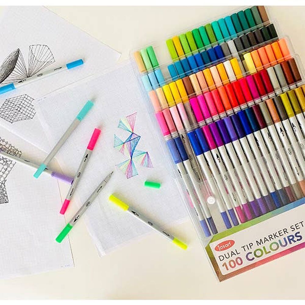 Jasart Dual Nib Tip Colour Marker Art/Craft Drawing/Sketch Supplies Set (100 Pieces) — image 4